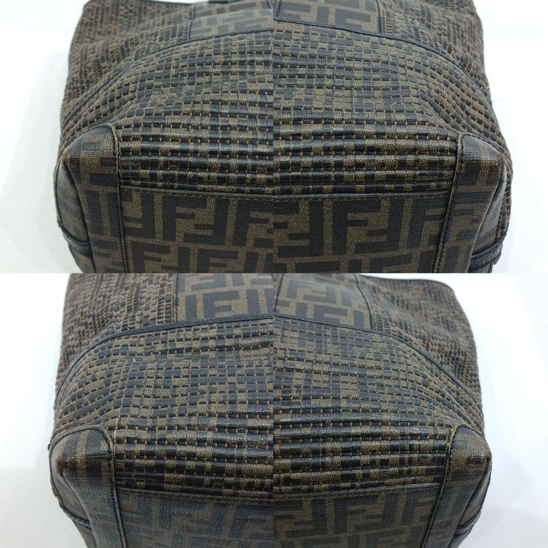 【希少】フェンディ トートバッグ レザー×PVC 大容量 肩掛 FF柄 黒カーキ