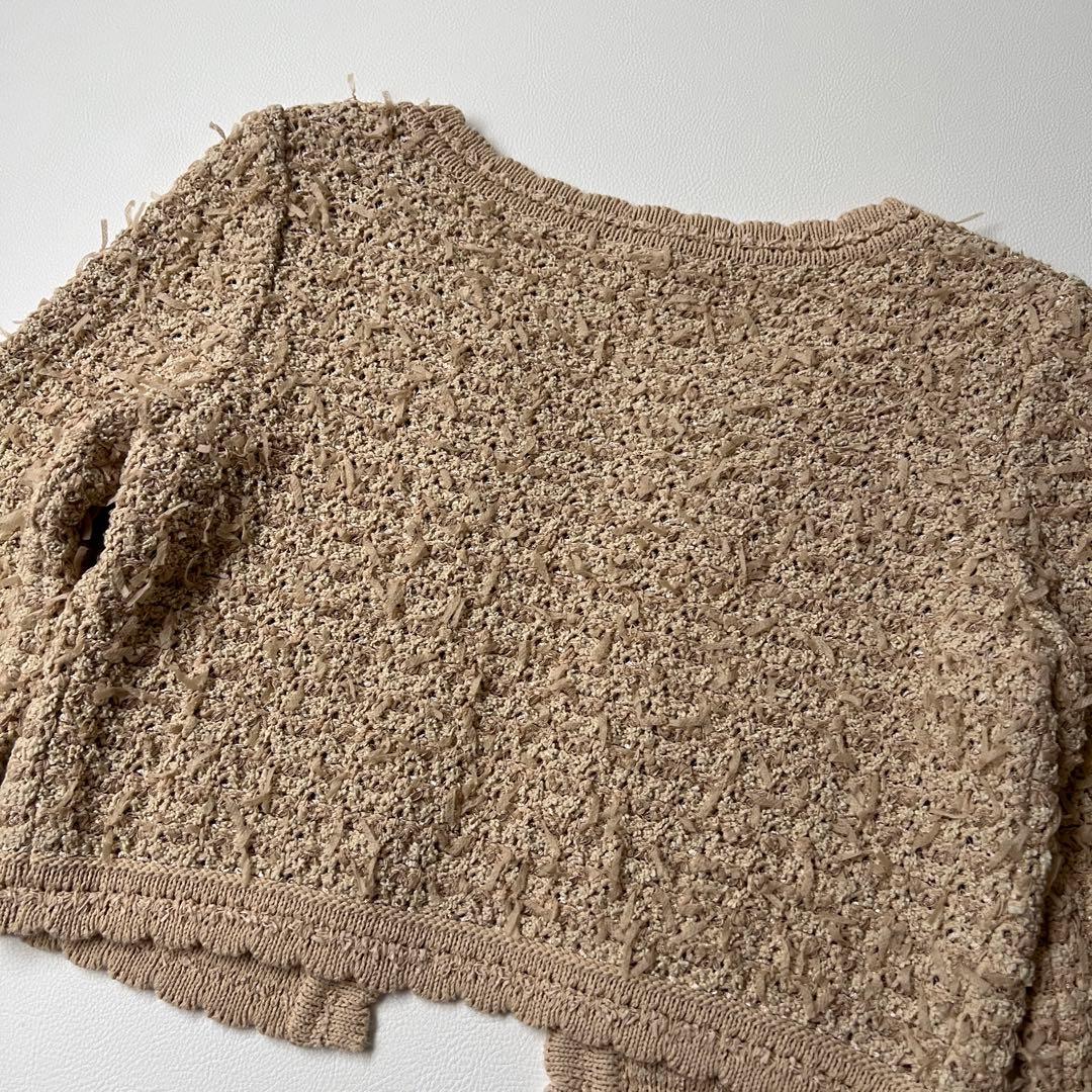 美品 Foxey フォクシー　リボンツイードジャケット　ノーカラージャケット