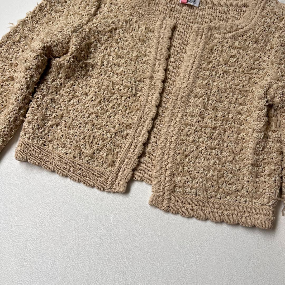 美品 Foxey フォクシー　リボンツイードジャケット　ノーカラージャケット