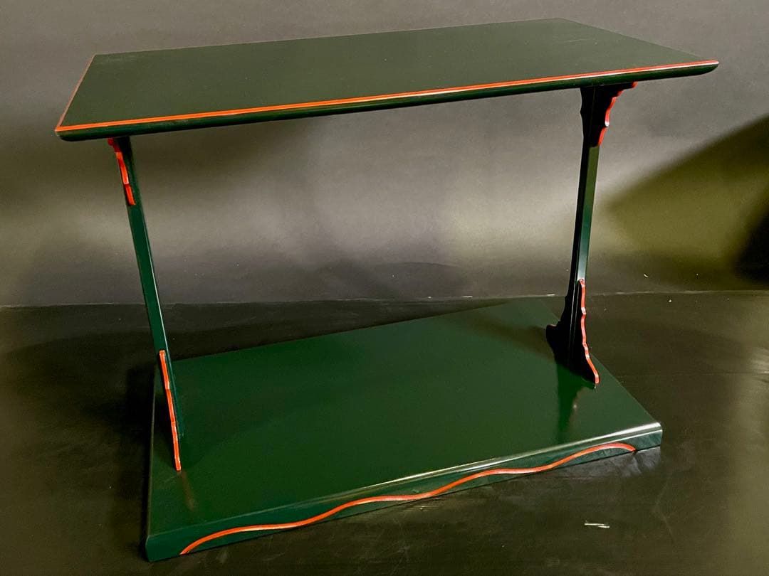 【超美品】「母」 青漆爪紅 及台子 光春 組立式 共箱 黄布 茶道具 (24②)