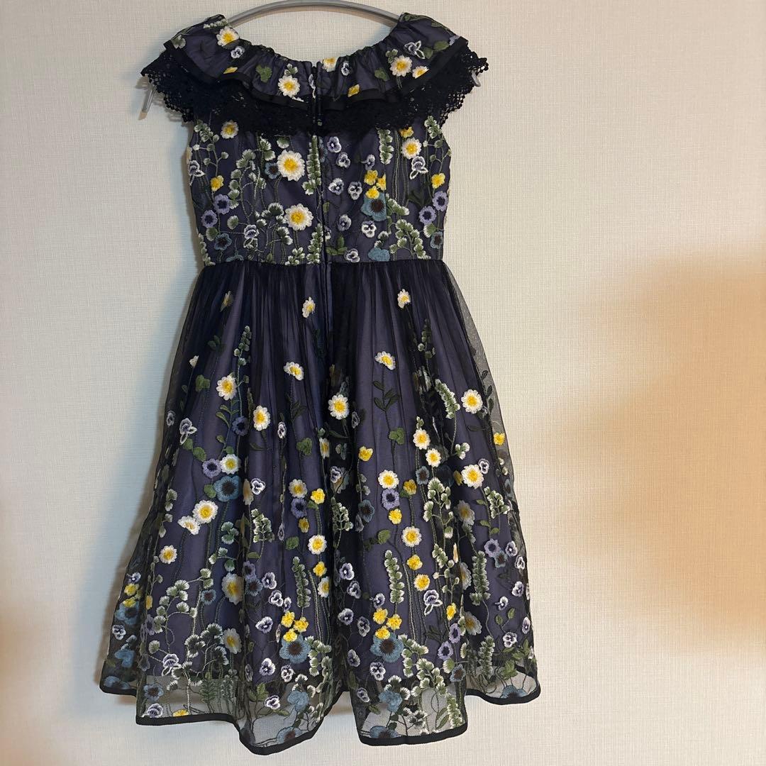 【美品】アナスイミニ　花刺繍　ドレス　セレモニー　L 130cm 140cm