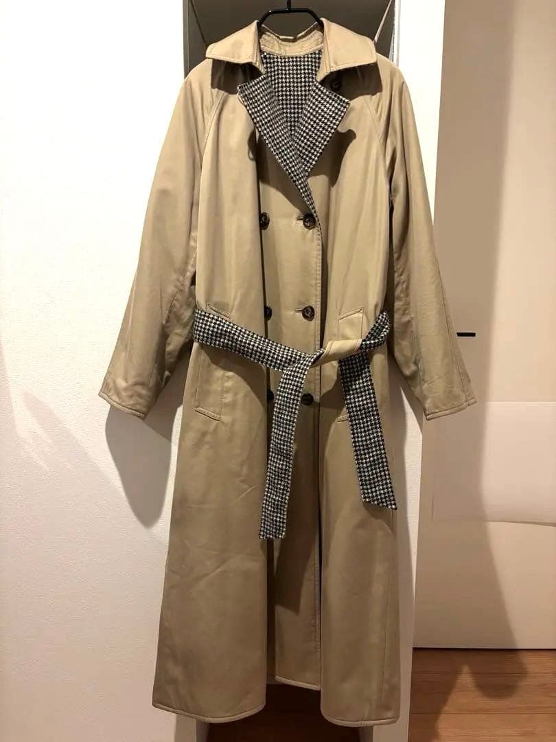 美品 ROKUロクベージュリバーシブル トレンチコート チェック宮崎あおい着用