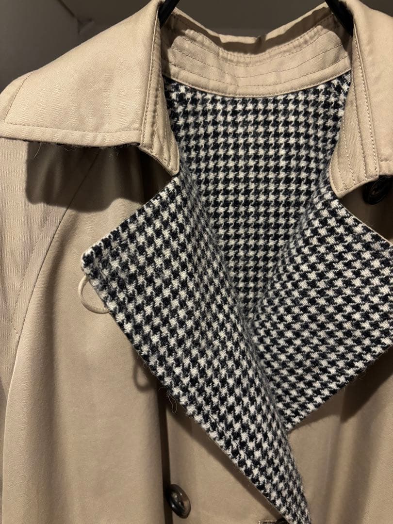 美品 ROKUロクベージュリバーシブル トレンチコート チェック宮崎あおい着用