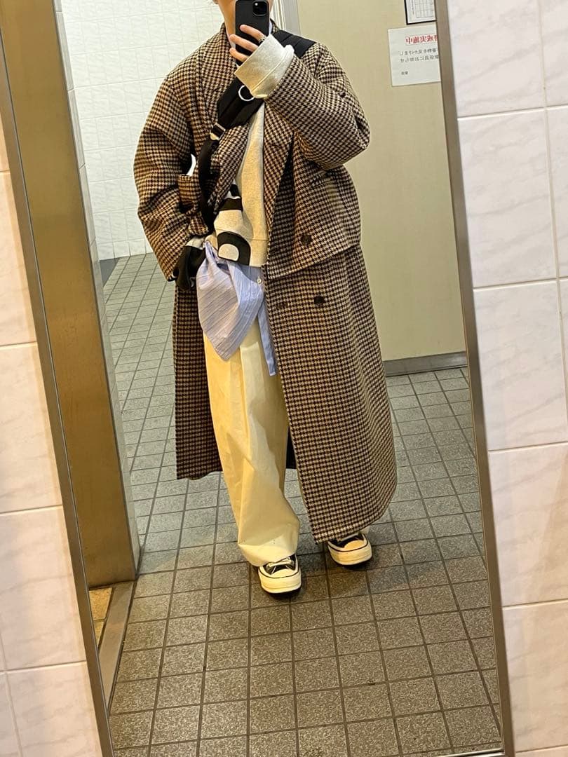 soeソーイ ガンクラブチェックロングコート&スラックス セットアップ 2WAY