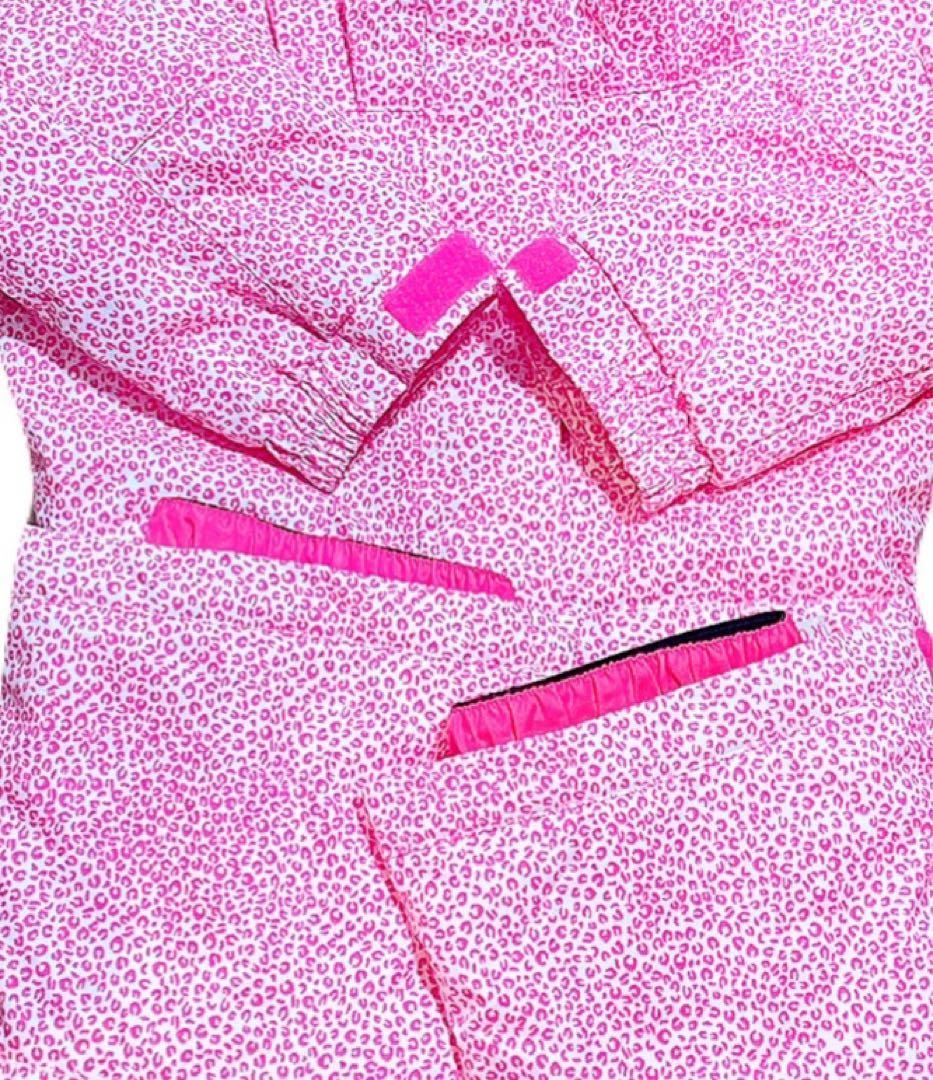 ロキシー キッズ スノボウェア スキーウェア ジャンプスーツ ヒョウ柄 ピンク