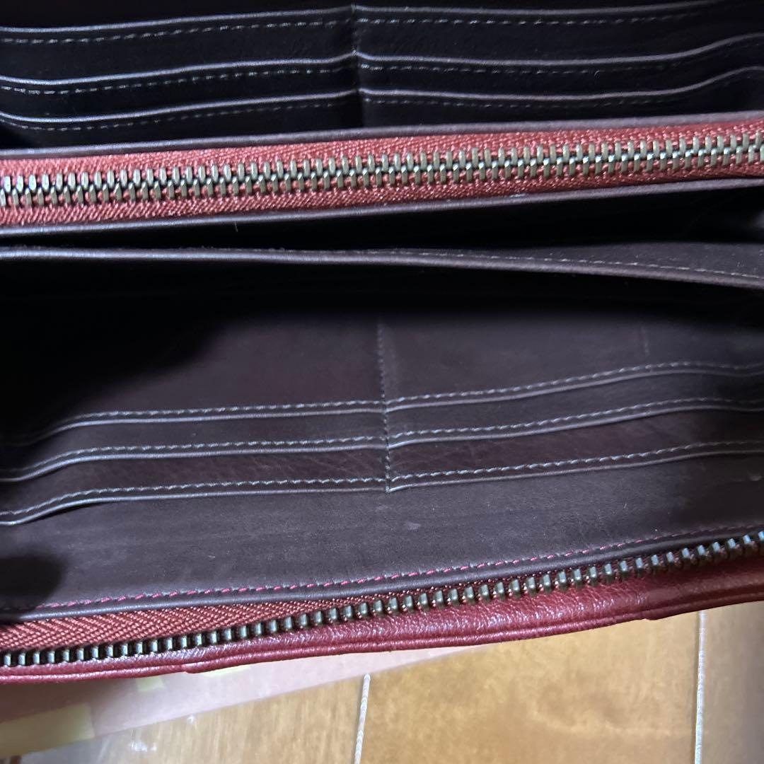 ゲンテン　レザー長財布　パッチワーク　エンジ 約21✖️11✖️3.５ｃｍ　希少