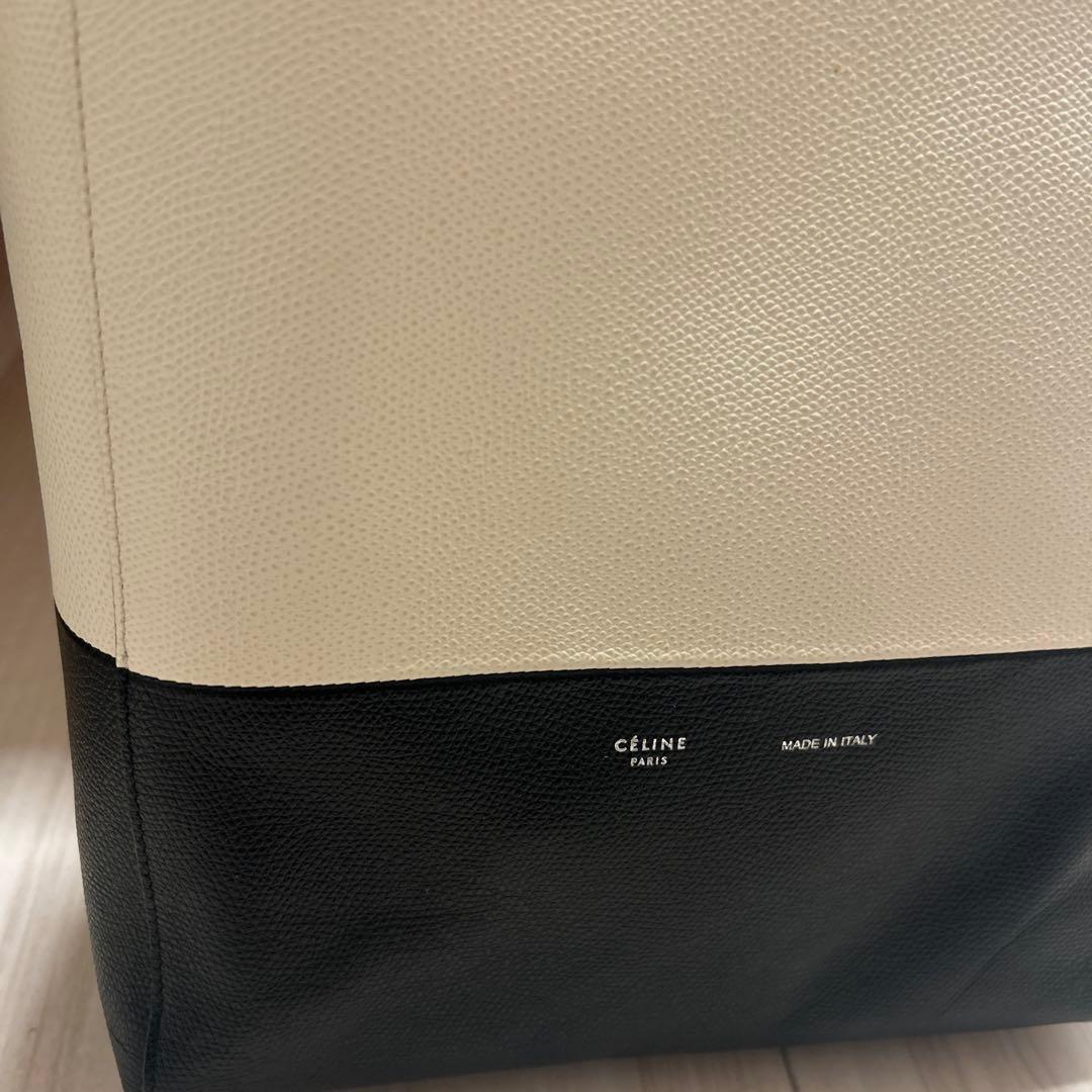最終値下げ　美品　CELINE レザーショルダーバッグ ホワイト/ブラック　カバ