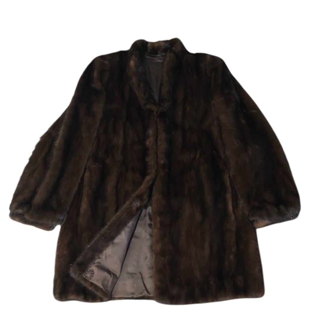 【美品】マホガニーミンクコート　11号　L ミンクコート　リアルファー　毛皮