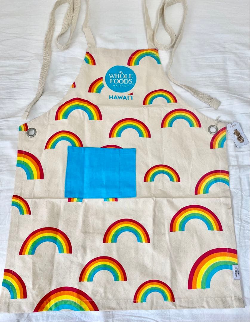 ハワイHawaii⭐︎レアWHOLEFOODSホールフーズエプロンレインボー柄