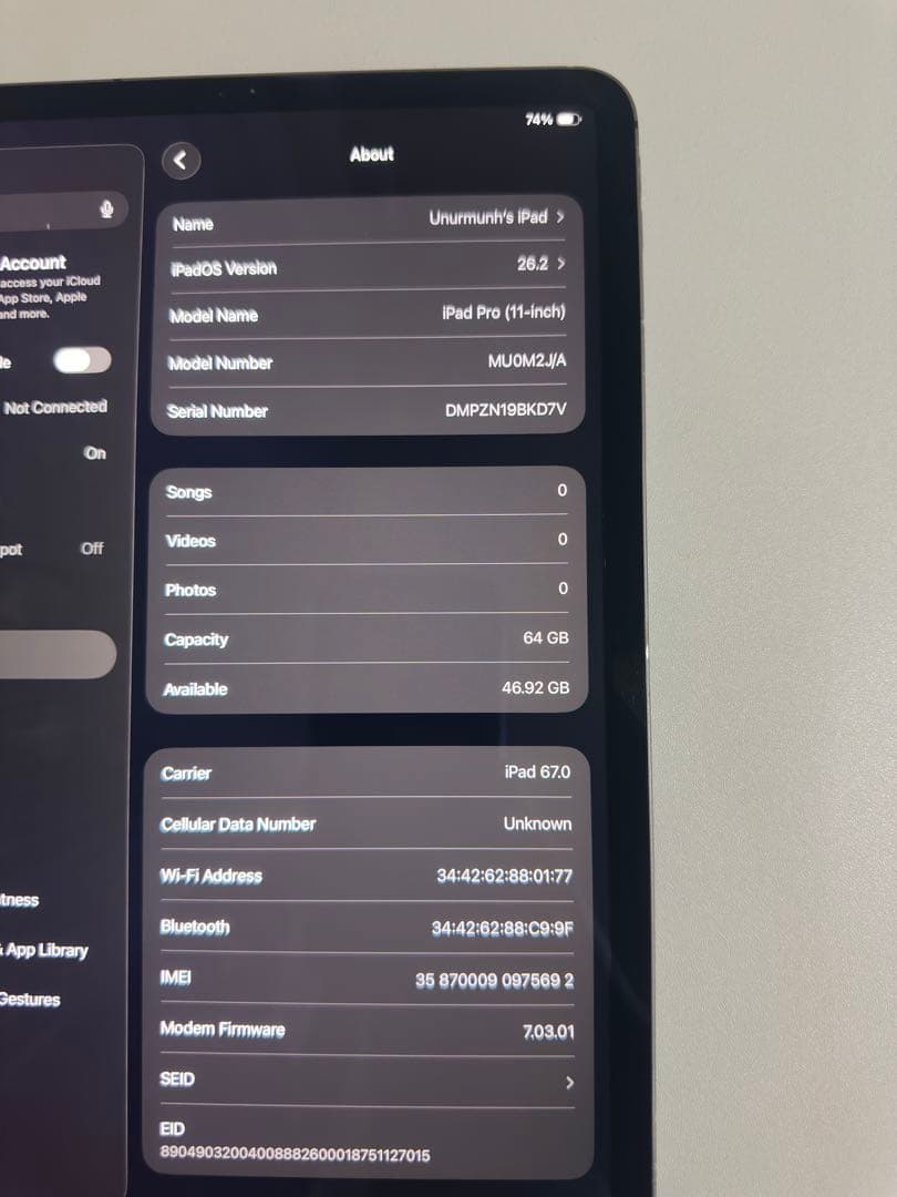 iPad本体 Apple iPad Pro 11-inch64GB wifi+celluar
