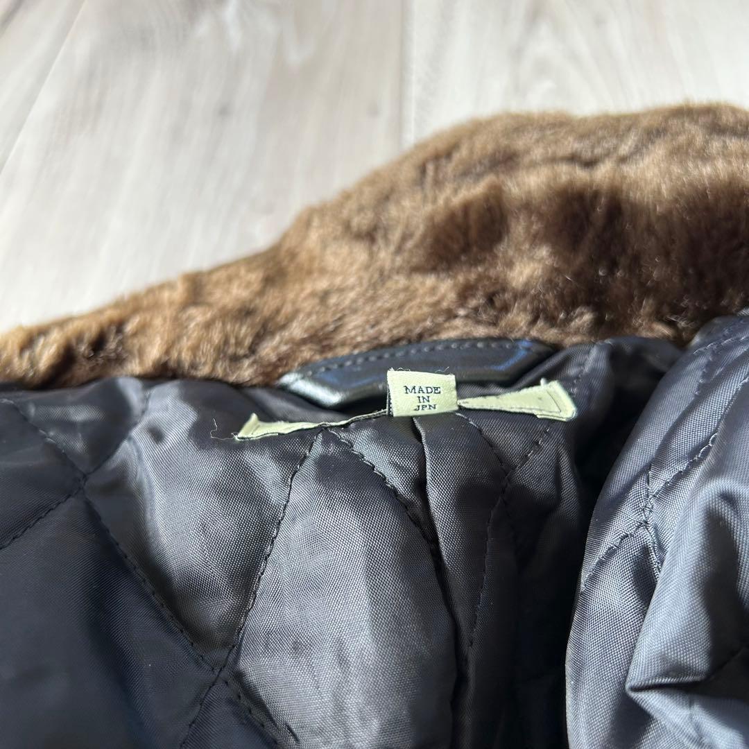 【美品】ディセンダント ピーコート Pコート メルトン 襟ファー 1 ネイビー