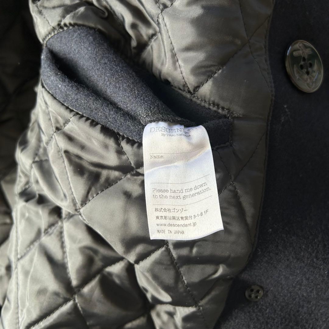 【美品】ディセンダント ピーコート Pコート メルトン 襟ファー 1 ネイビー