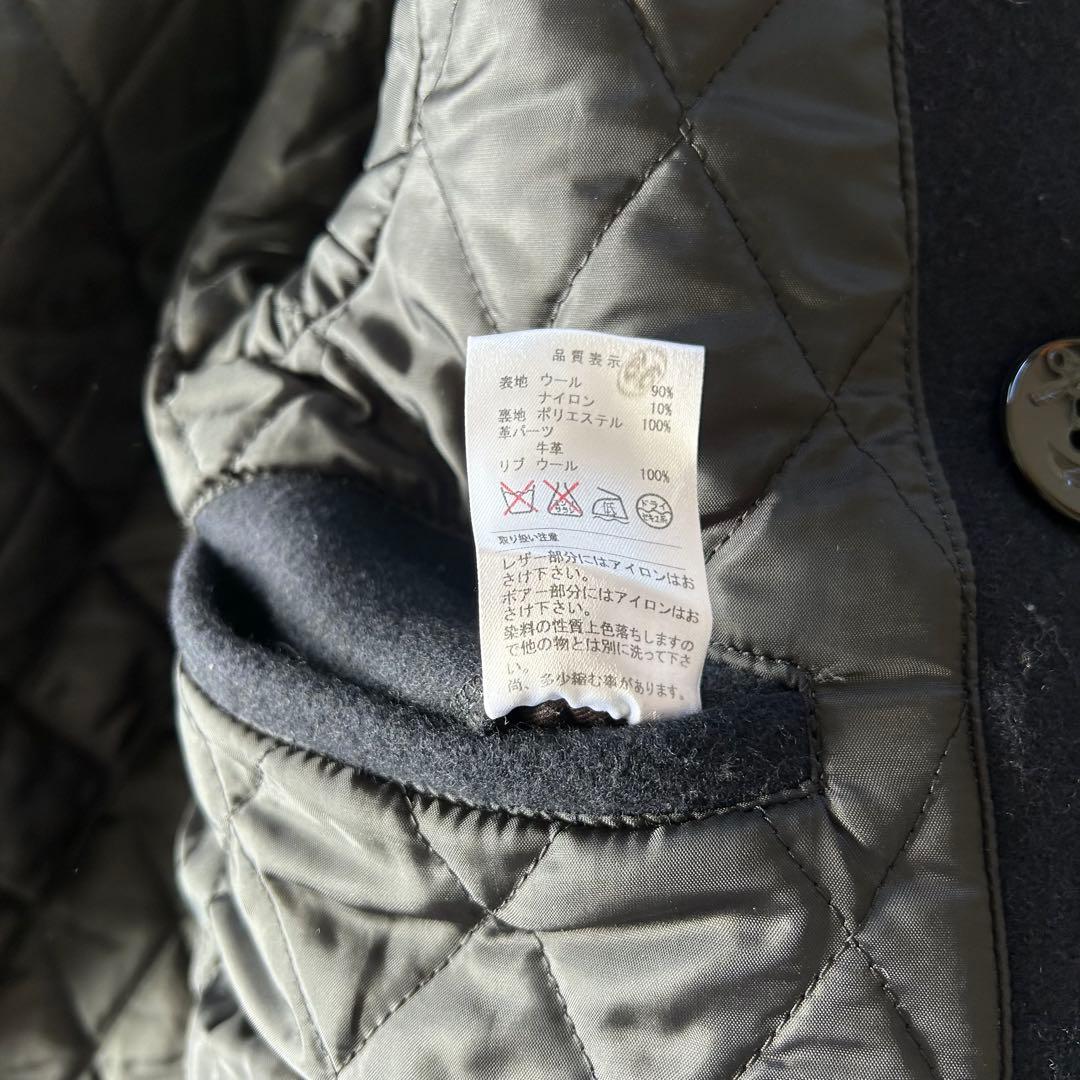 【美品】ディセンダント ピーコート Pコート メルトン 襟ファー 1 ネイビー