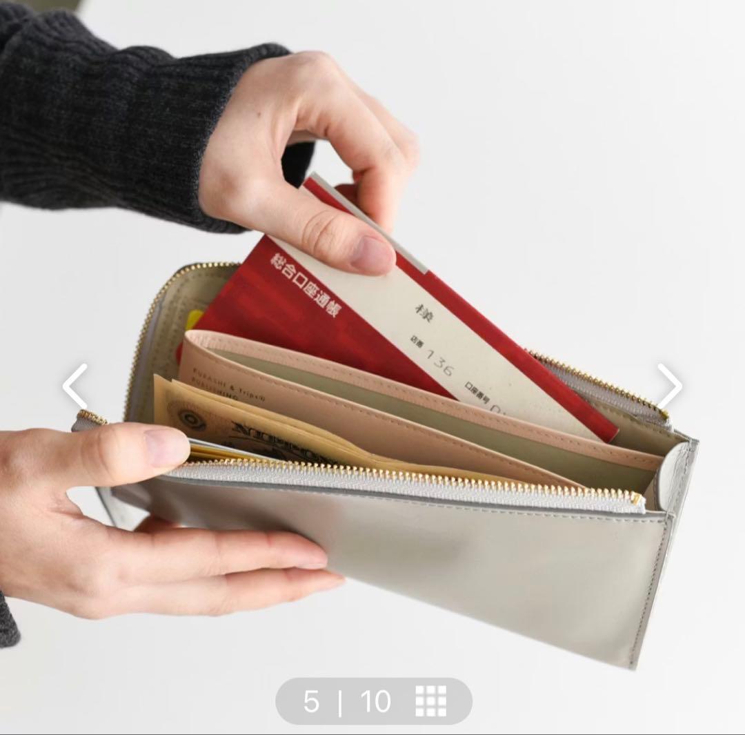 新品未使用★北欧暮らしの道具店「スリムに見えて収納上手」L字ファスナーの長財布