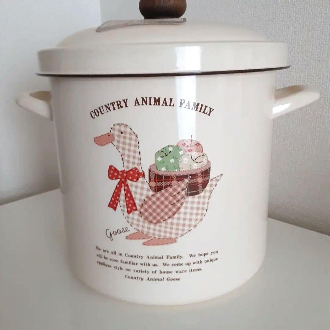 未使用 エジリー カントリーアニマルファミリー ホーロー キャニスターセット