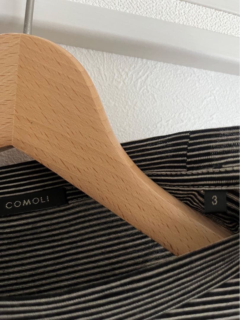 COMOLI 23SS サマーウール 長袖 ボーダー Tシャツ