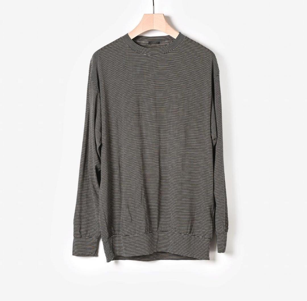 COMOLI 23SS サマーウール 長袖 ボーダー Tシャツ