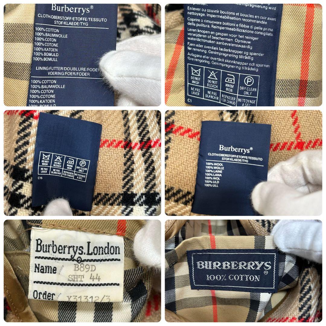 英国製 バーバリー トレンチコート ライナー付 ベルト コットン100% 44