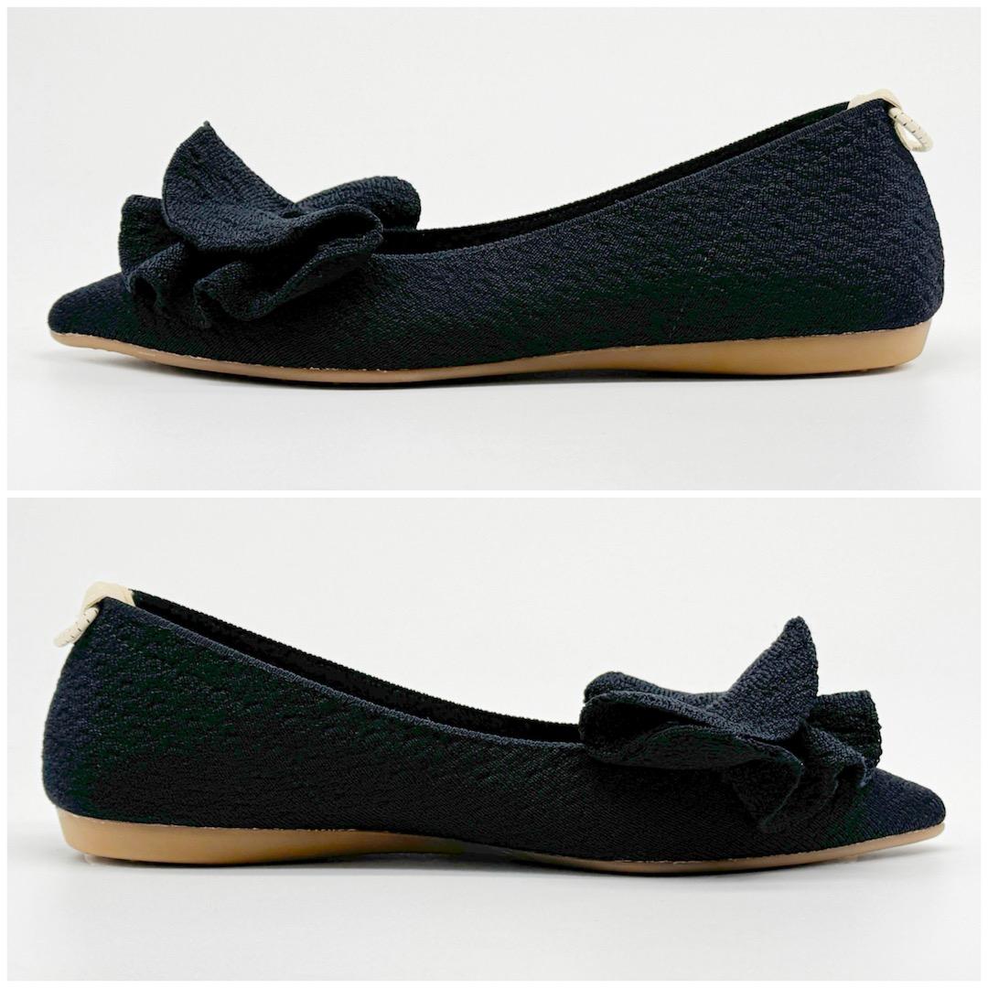 試着のみ Offen オッフェン pointed-FRIN フリル パンプス 黒