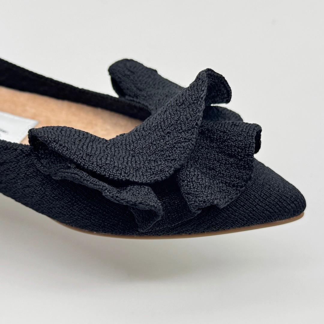 試着のみ Offen オッフェン pointed-FRIN フリル パンプス 黒