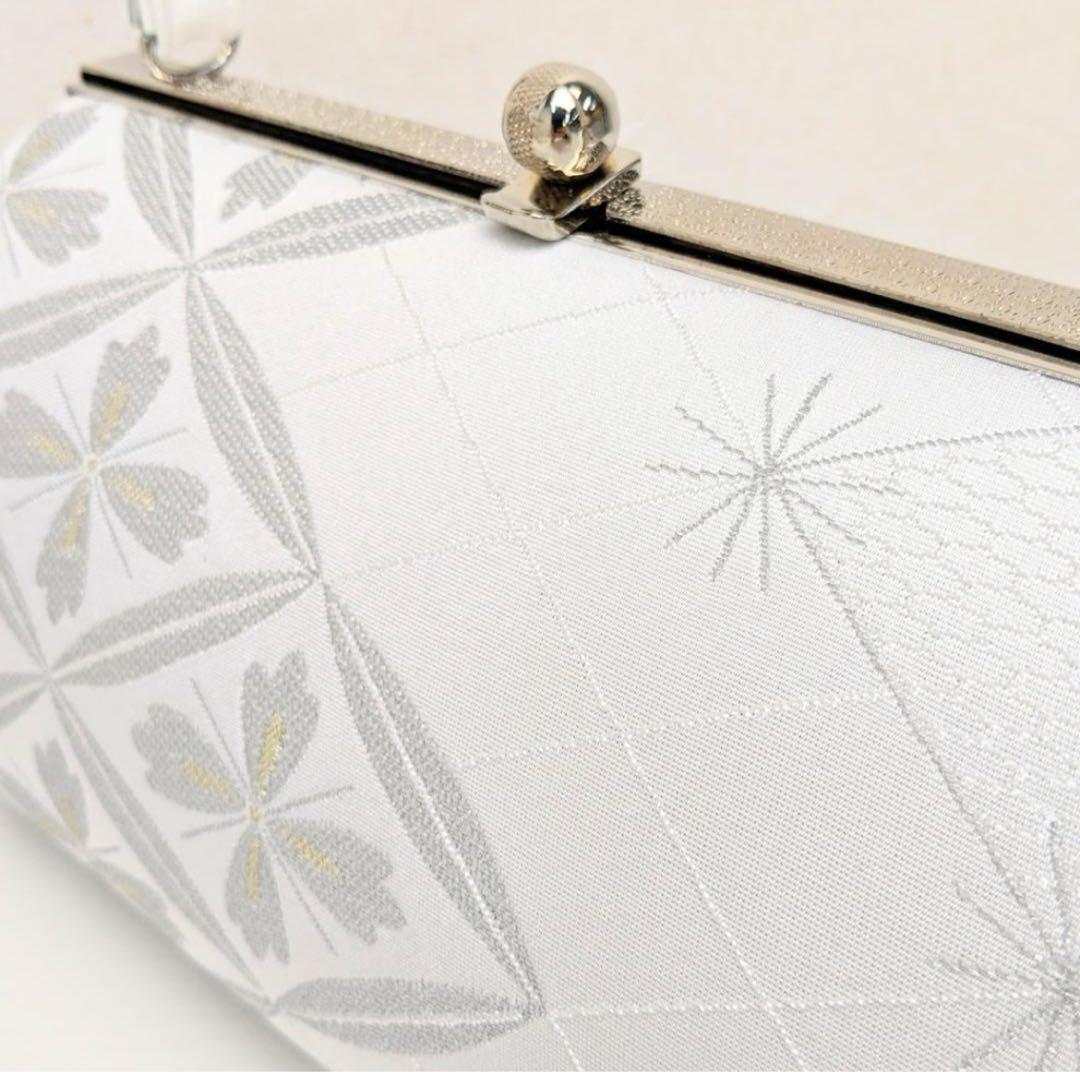 和装 草履バッグセット 帯地 菱 白×銀 3枚芯 フリーサイズ k16-9