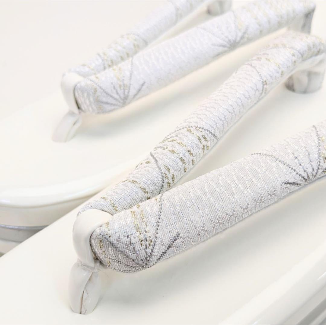 和装 草履バッグセット 帯地 菱 白×銀 3枚芯 フリーサイズ k16-9