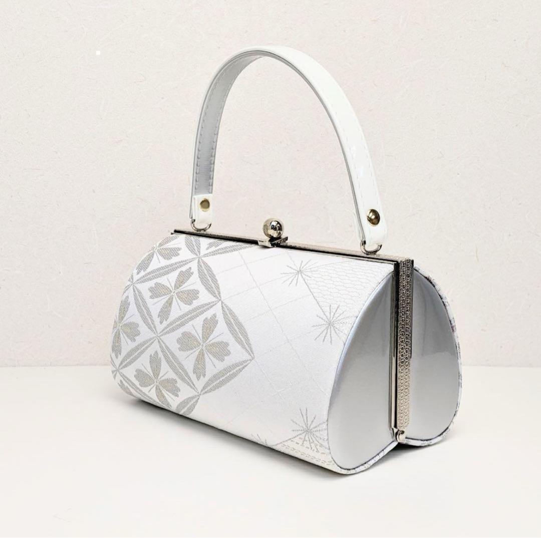 和装 草履バッグセット 帯地 菱 白×銀 3枚芯 フリーサイズ k16-9