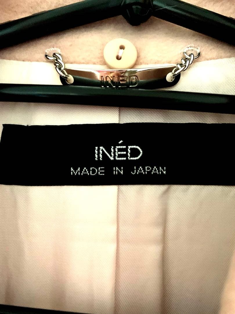 【美品】INED カシミア アンゴラ ファー襟付きピンクロングコート 11