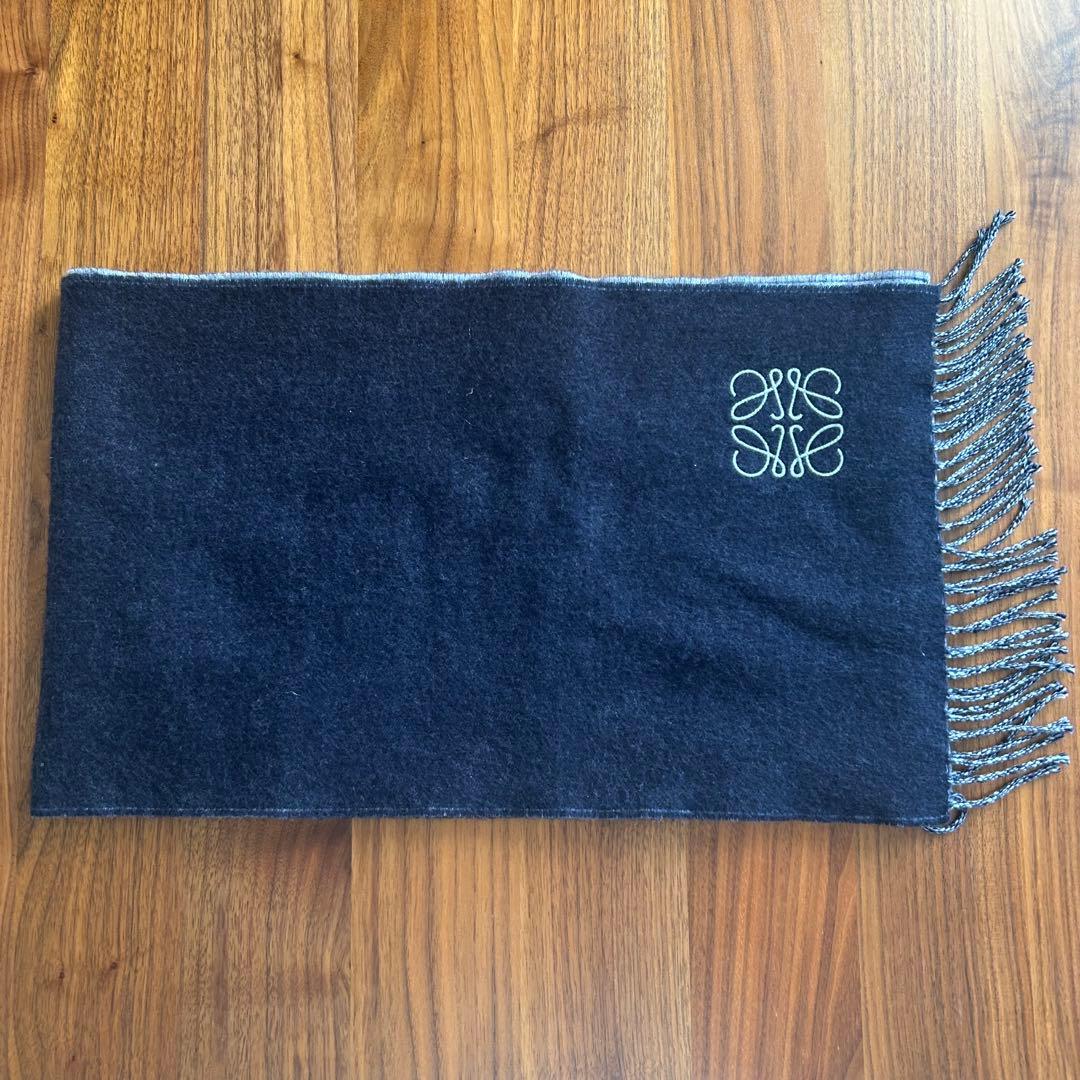 ※期間限定値下げ【美品】LOEWE ロエベ マフラー ウール×カシミヤ ネイビー