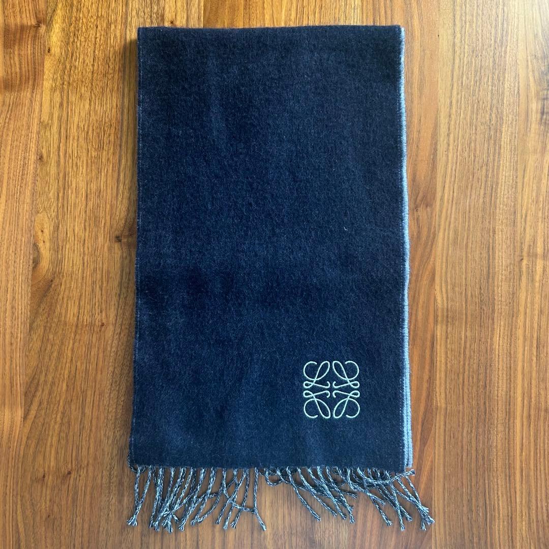 ※期間限定値下げ【美品】LOEWE ロエベ マフラー ウール×カシミヤ ネイビー