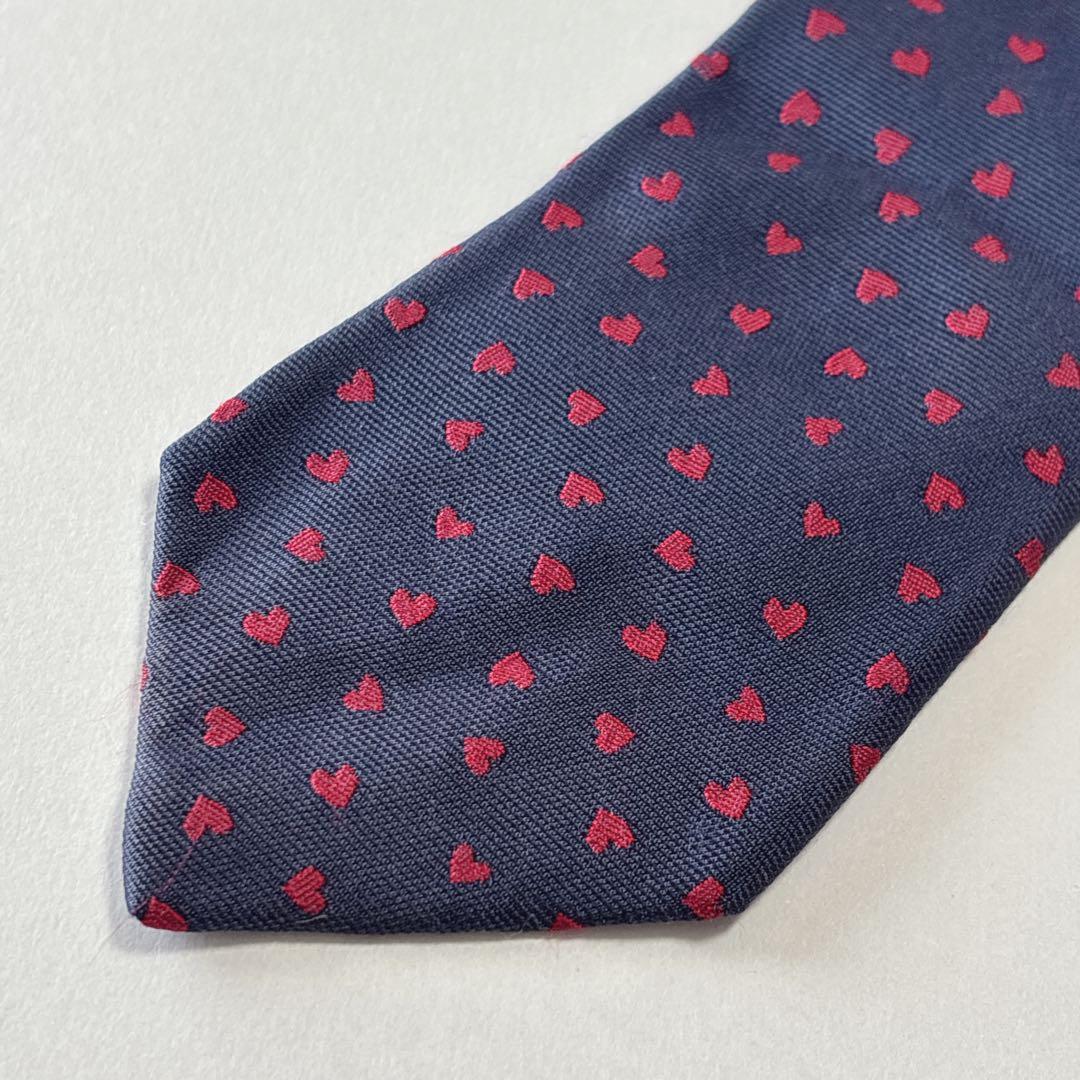 エルメス ネクタイ シルク ハート柄 339317T 現行モデル 刺繍 ネイビー