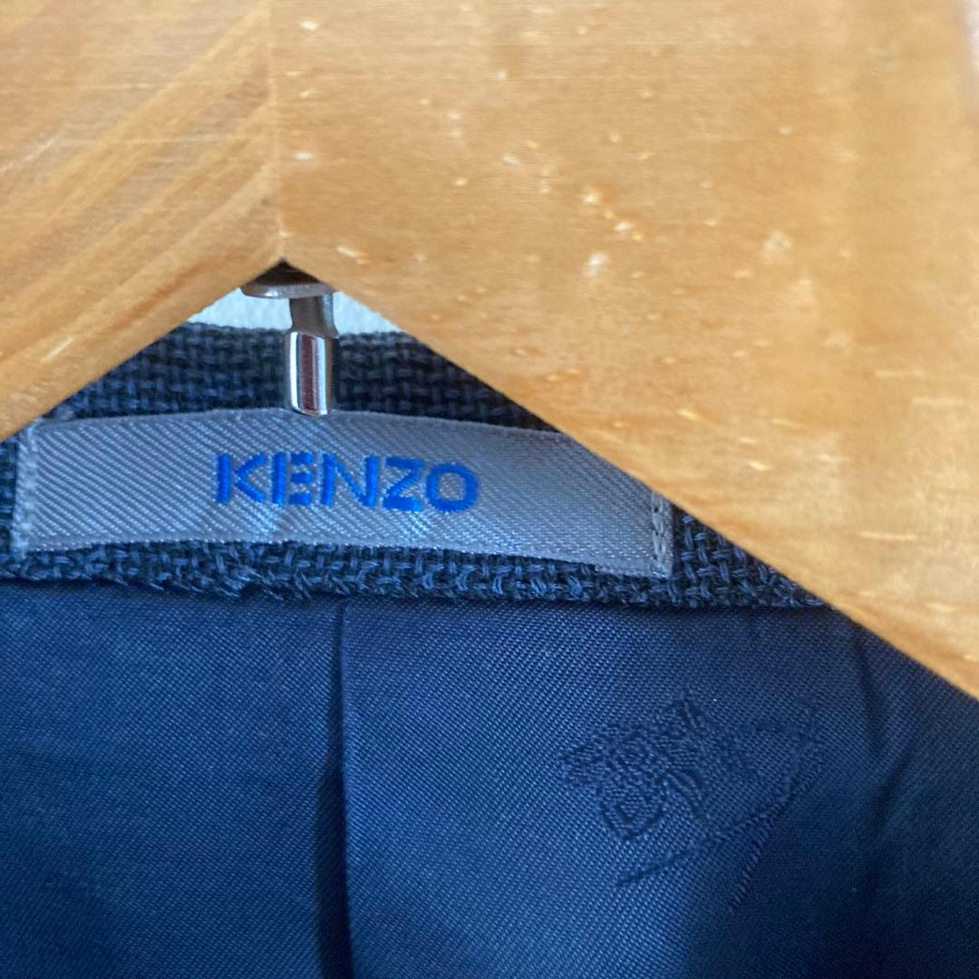 KENZO ダークブルー ダブルブレストスーツ　日本製　（株）ライカ　夏用