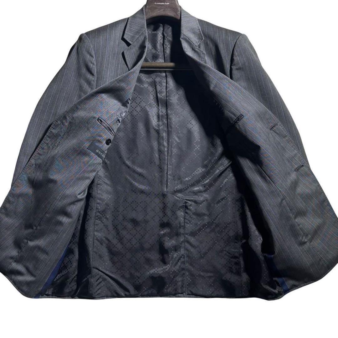 GUCCI グッチ スーツ セットアップ 50R グレー ストライプ モヘア混