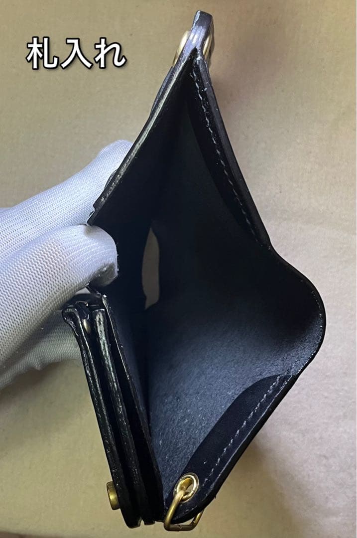 ミドル トラッカーウォレット 三層 ピックポケット無し ブラック