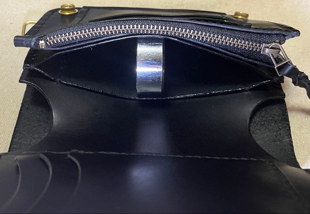 ミドル トラッカーウォレット 三層 ピックポケット無し ブラック