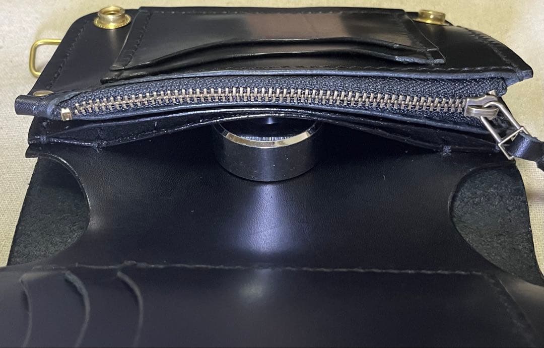 ミドル トラッカーウォレット 三層 ピックポケット無し ブラック