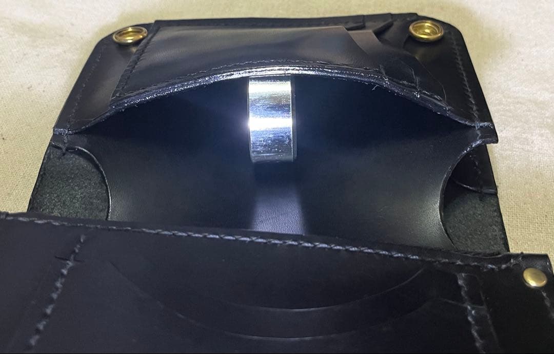 ミドル トラッカーウォレット 三層 ピックポケット無し ブラック