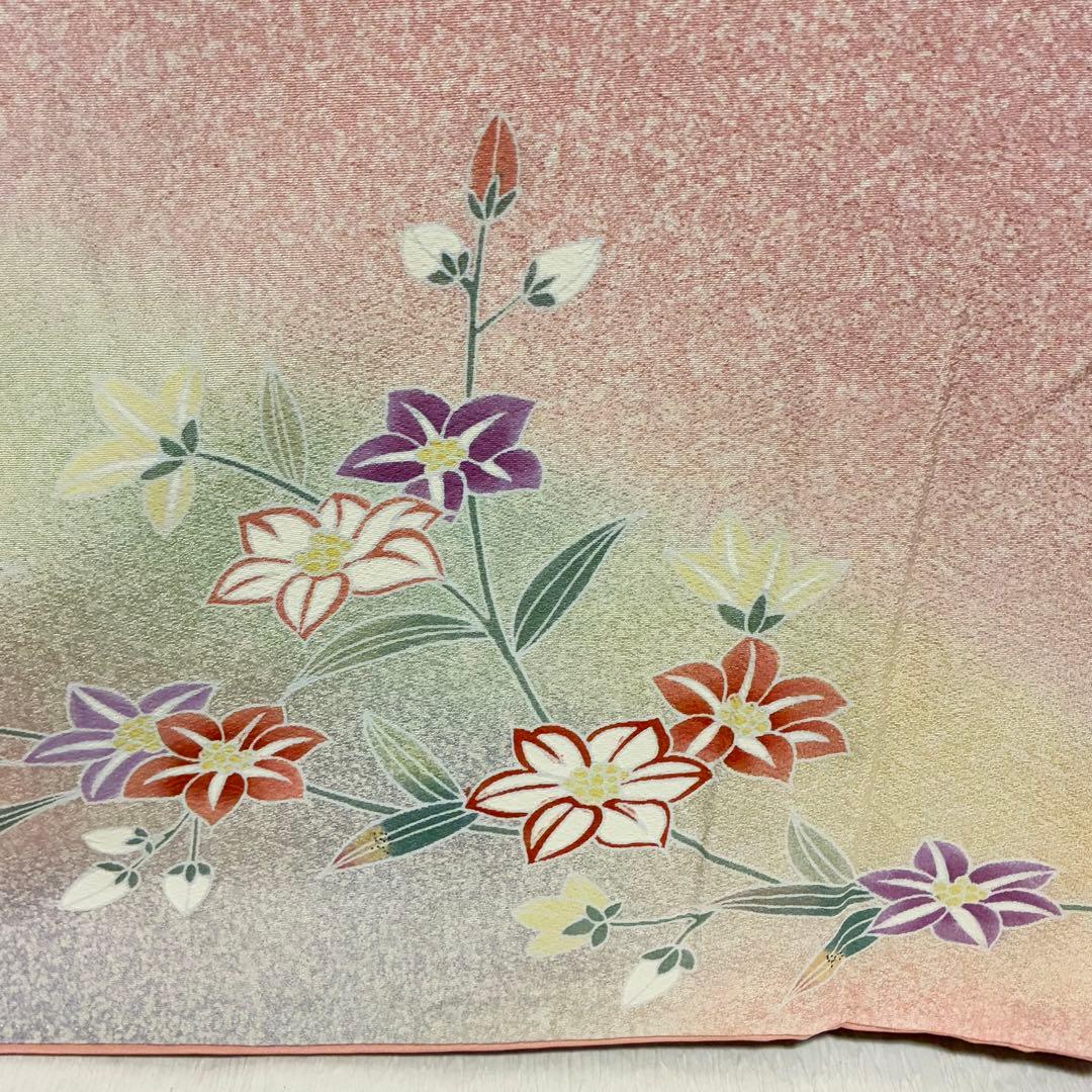 D184 訪問着　友禅　花模様　正絹　着物　袷　極美品