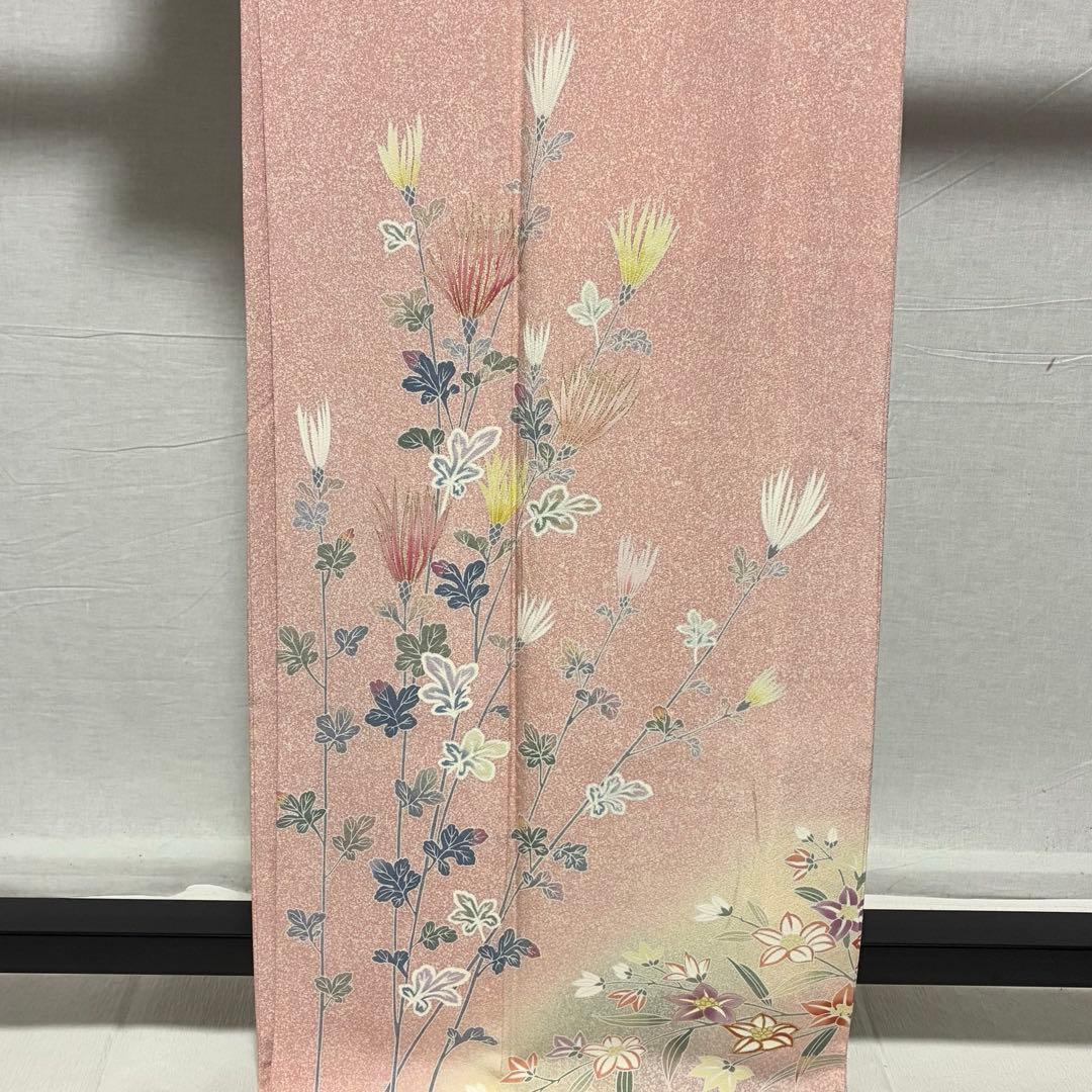 D184 訪問着　友禅　花模様　正絹　着物　袷　極美品