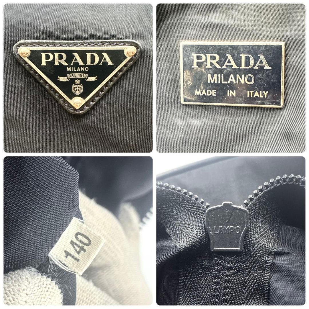 美品 プラダ ボストンバッグ ナイロン サフィアーノ 白タグ 大容量 ブラック