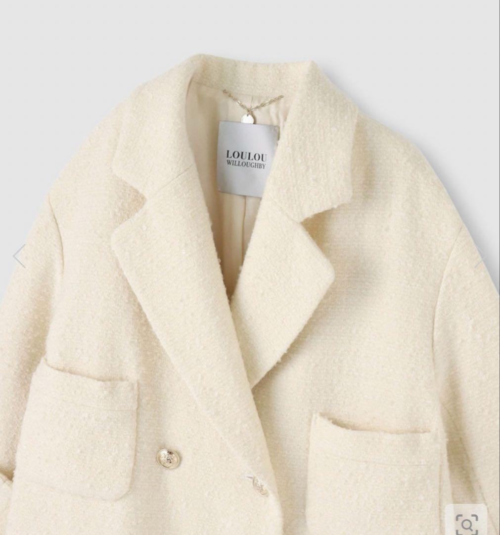 【LOULOU WILLOUGHBY】ツイードダブルミドルコート