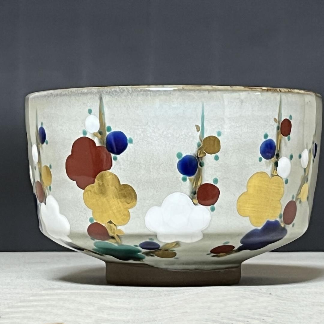 丹山窯 小峠葛芳 梅花之絵 茶碗 共箱 抹茶碗 茶道具 【k3563】