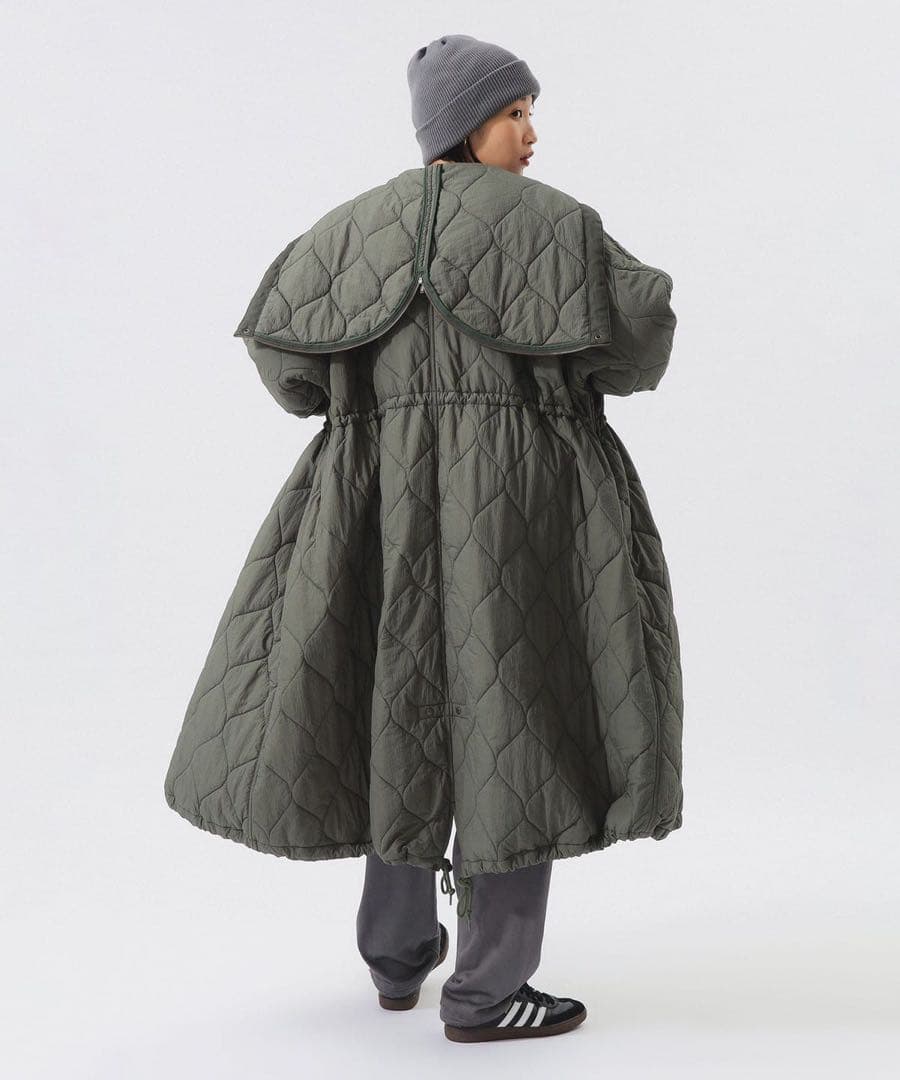 beamsboy ビームスボーイ ナイロンキルティング フードコート カーキ