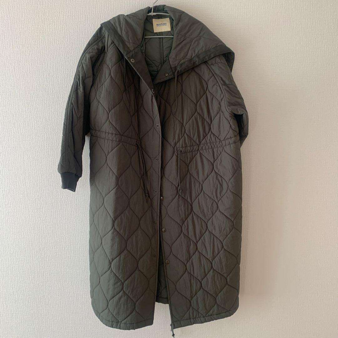 beamsboy ビームスボーイ ナイロンキルティング フードコート カーキ