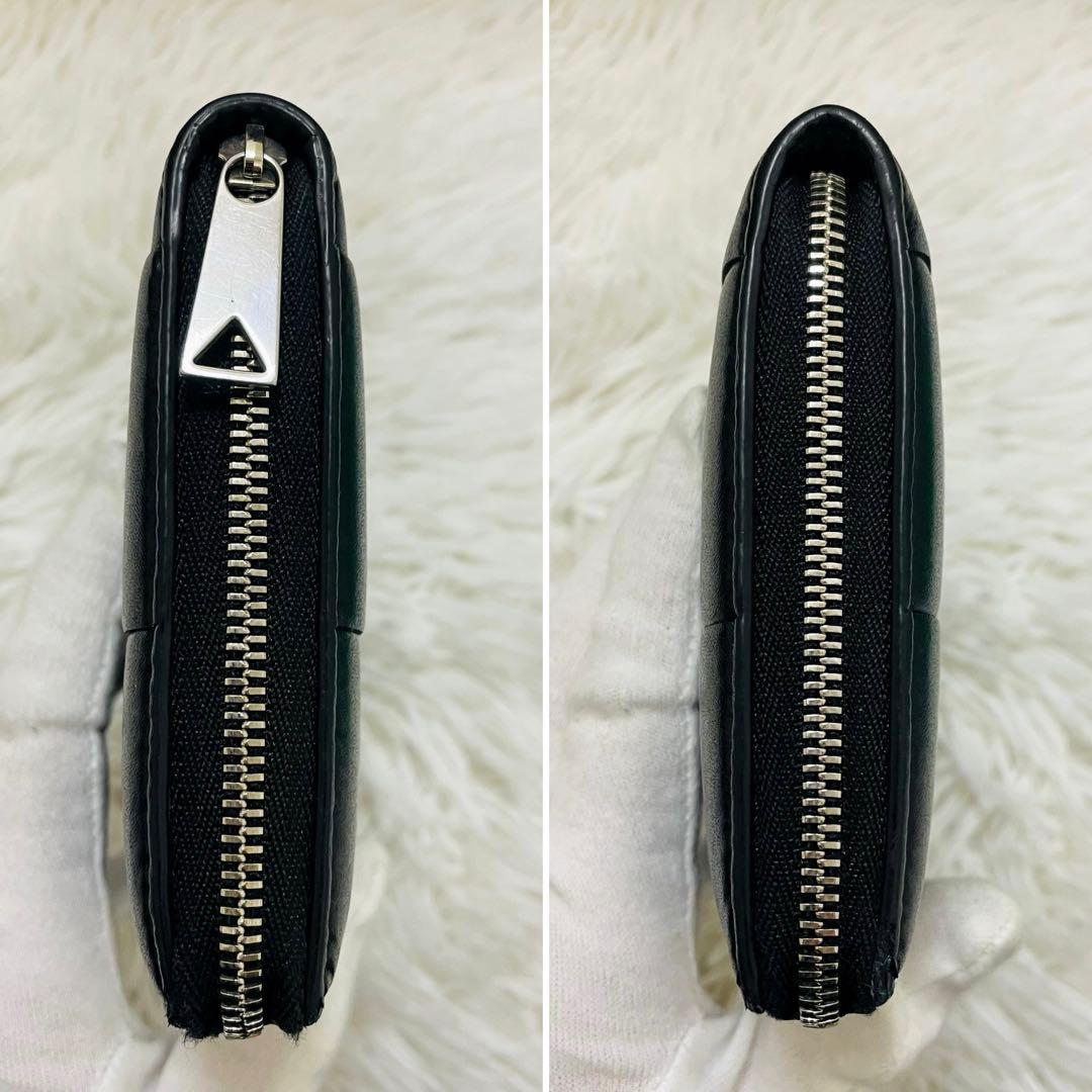 極美✨付属完備✨ボッテガ 長財布 ラウンドジップ カセット レザー ブラック