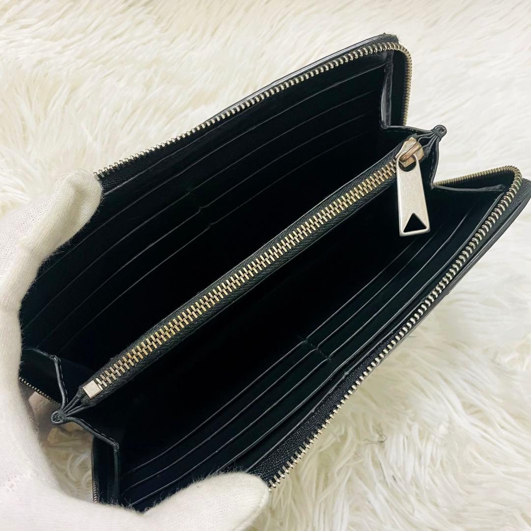極美✨付属完備✨ボッテガ 長財布 ラウンドジップ カセット レザー ブラック