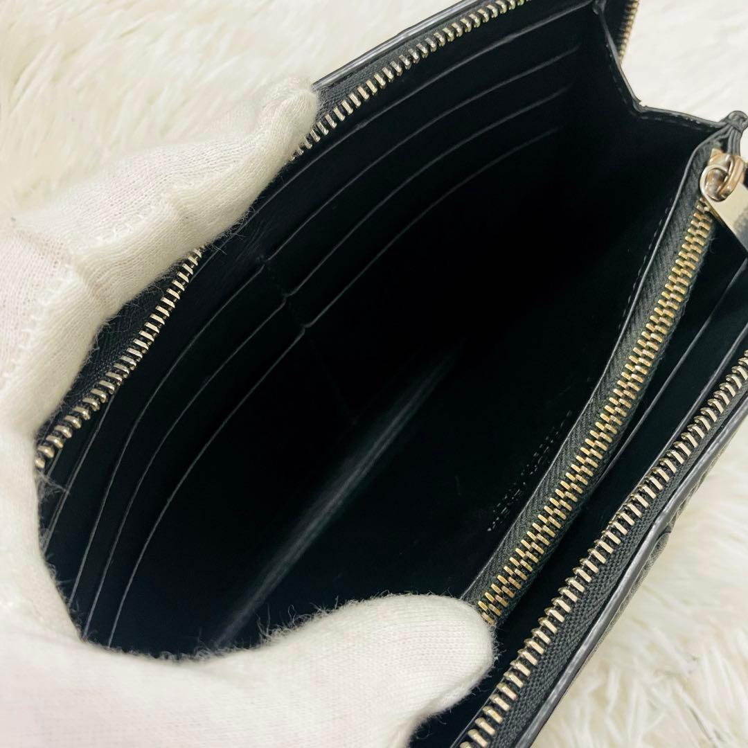 極美✨付属完備✨ボッテガ 長財布 ラウンドジップ カセット レザー ブラック