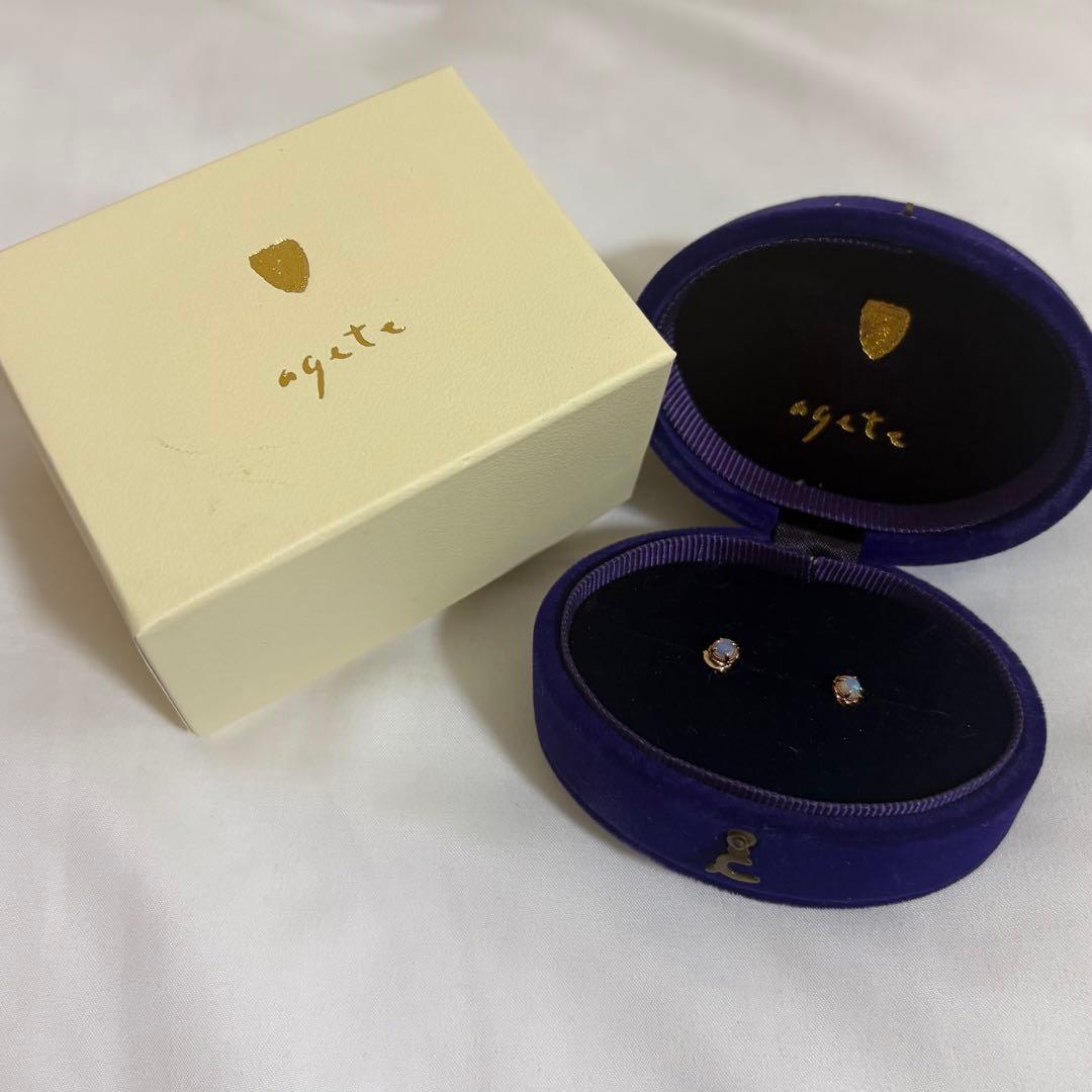 agate アガット　K10 オパールピアス