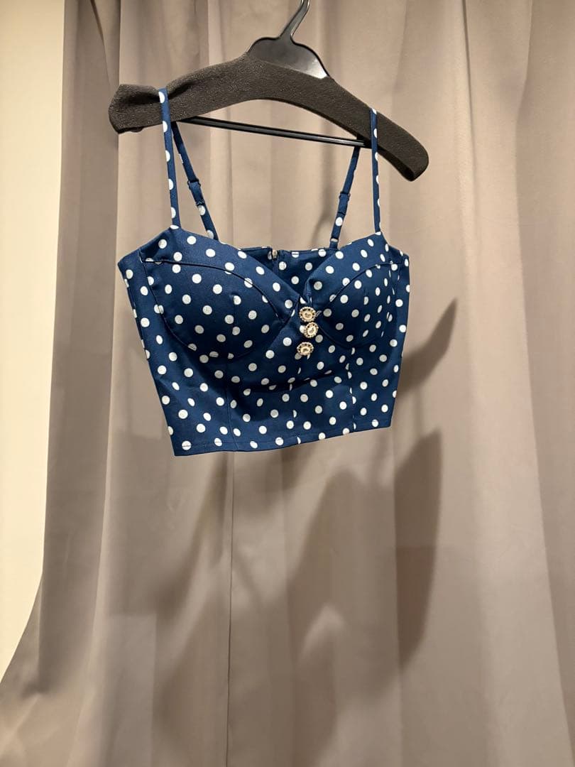 【RANS】ミニ/ドレス/デニム/ブルー/柄/ドット/セットアップ/タイト