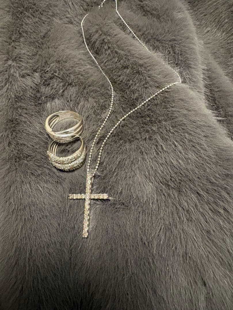 18金WGネックレスとリングセット